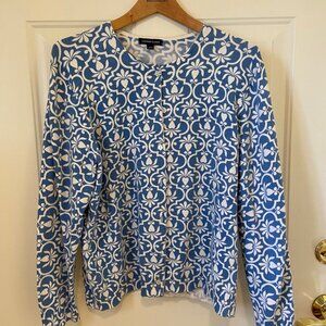 LandsEnd cardigan ; blue/white; size L 14-16